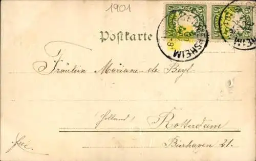 Präge Ak Glückwunsch Neujahr, Glücksklee, Hufeisen, Schwein