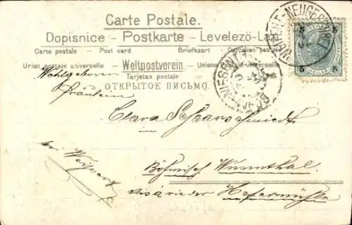 Präge Litho Blumen, Vergissmeinnicht, Kitsch