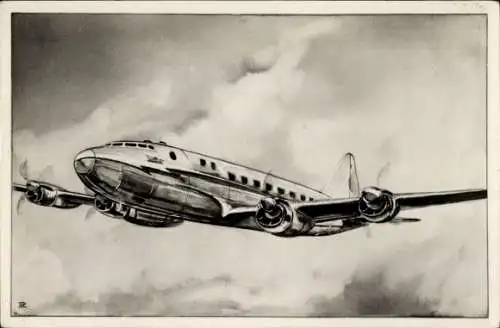 Künstler Ak Britisches Verkehrsflugzeug Avro Tudor II