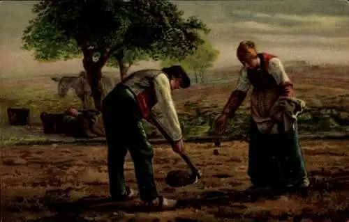 Künstler Ak Millet, Jean François, Feldarbeiter, Bauer, Breithacke