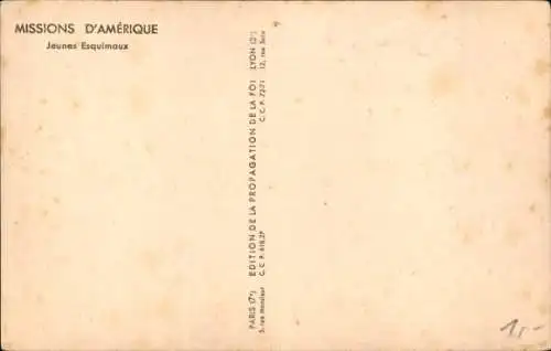Ak Missions of America, Junge Eskimos, Eskimos