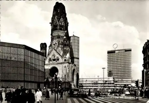 Ak Berlin Charlottenburg, Kaiser Wilhelm Gedächtniskirche mit Europa-Center, Mercedes