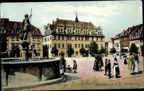 Ak Naumburg an der Saale, Markt, Rathaus, Brunnen