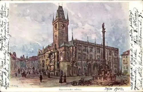 Künstler Ak Praha Prag Tschechien, Staroměstská radnice, Rathaus