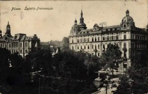 Ak Plzeň Pilsen Stadt, Stadtansicht, Safatik-Promenade, HOTEL