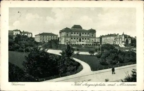 Ak Weimar in Thüringen, Karl Augustplatz mit Museum