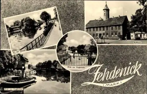 Ak Zehdenick in der Mark, Fehdenick, An der Havel, Blick zur Zugbrücke, Rathaus