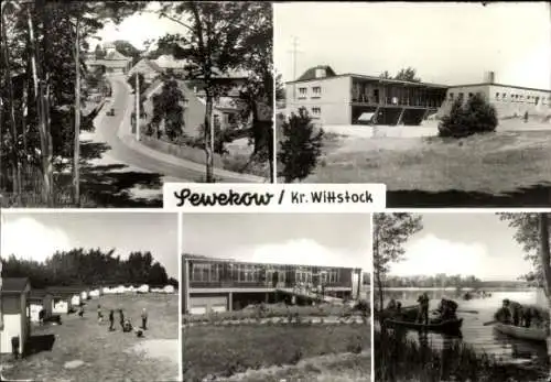 Ak Sewekow Wittstock Dosse in der Prignitz, Postkartenansicht von  Bungalowsiedlung, Angler am...