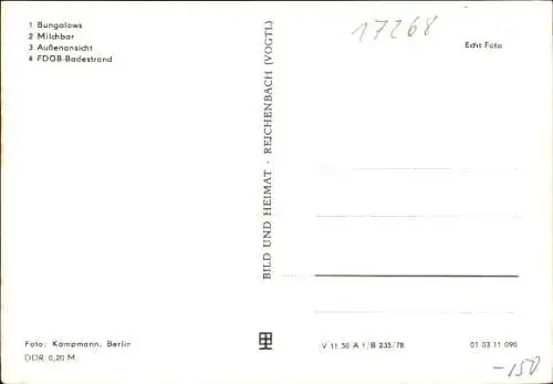 Ak Templin in der Uckermark, Bungalows, Milchbar, Außenansicht, FDGB-Badestrand