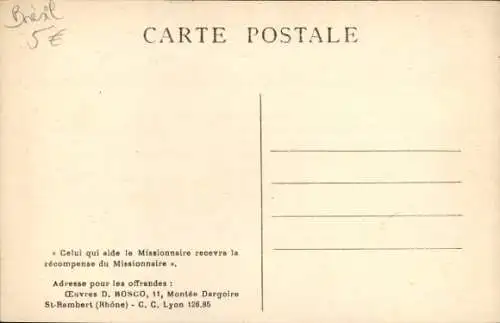 Ak Volkstypen Matto Grosso Brasilien, Messe en foret