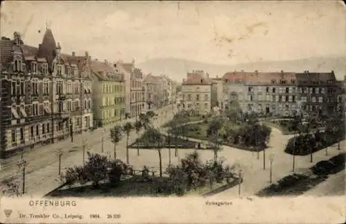 Ak Offenburg in Baden Schwarzwald, Stadtansicht, Volksgarten, historische Gebäude, Postkarte v...