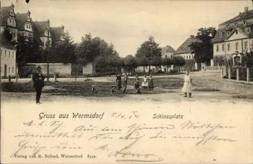 Ak Wermsdorf in Sachsen, Horstsee, Schlossplatz, Menschen, Kinder, Gebäude, Postkarte