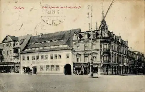 Ak Oschatz in Sachsen, Ecke Altmarkt und Lutherstraße, Richard Lauch, Petrich & Kapsch