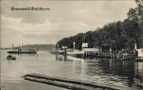 Ak Berlin Wilmersdorf Grunewald Schildhorn, Hafen, Boote, Dampfer