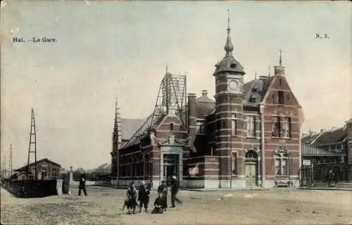 Ak Hal Flämisch Brabant Flandern, Bahnhof