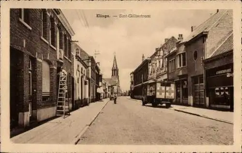 Ak De Klinge Sint Gillis Waas Ostflandern, Sint Gillisstraat, Krankenwagen