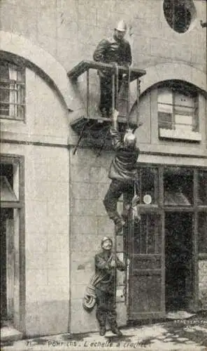 Ak Pompiers, L'Echelle a crochet, Feuerwehr