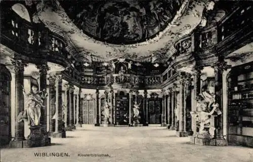 Ak Wiblingen Ulm an der Donau Baden, Klosterbibliothek