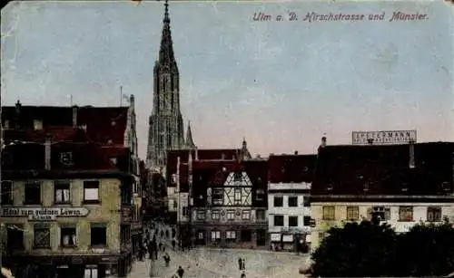 Ak Ulm an der Donau, Hirschstraße und Münster