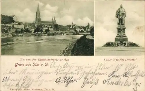 Ak Ulm an der Donau, Stadtbild, Kaiser Wilhelm Denkmal