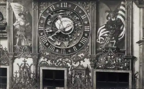 Ak Ulm an der Donau, Rathausuhr, Wandgemälde