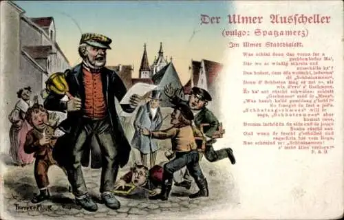 Künstler Ak Flock, Therese, Ulm an der Donau Baden Württemberg, Ausscheller, Gedicht