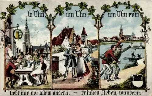 Passepartout Ak Ulm an der Donau, In Ulm, um Ulm, um Ulm rum, Trinken, lieben, wandern