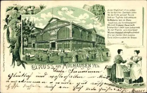 Litho Mulhouse Mülhausen Elsass Haut Rhin, Markthalle