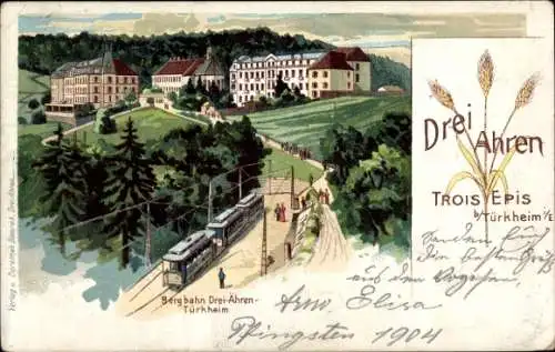 Litho Trois Épis Drei Ähren Elsass Haut Rhin, Bergbahn, Türkheim, Straßenbahn