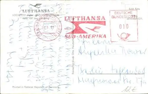 Ak Lufthansa, Lockheed Super G Constellation kurz vor der Landung