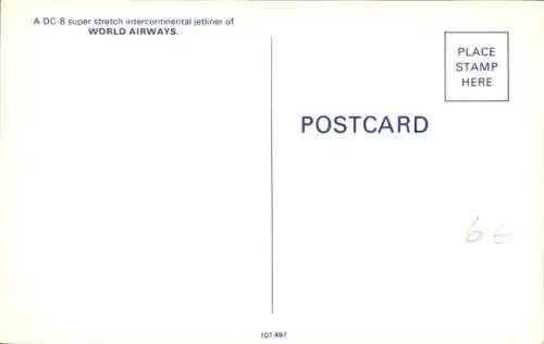 Ak Douglac DC-8 Super Stretch Intercontinental Jetliner, World Airways