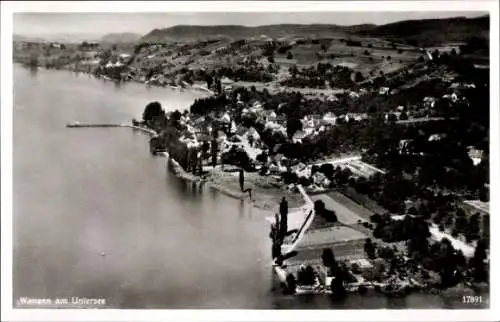 Ak Wangen am Untersee Öhningen in Baden, Fliegeraufnahme