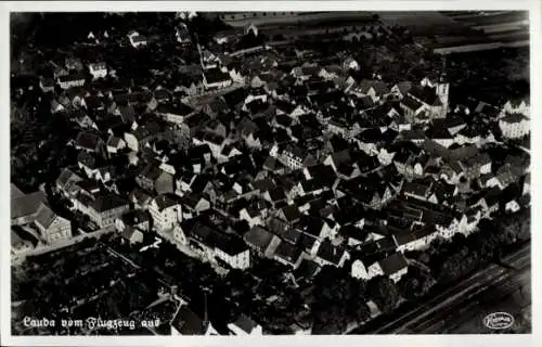 Ak Lauda Königshofen in Tauberfranken, Fliegeraufnahme