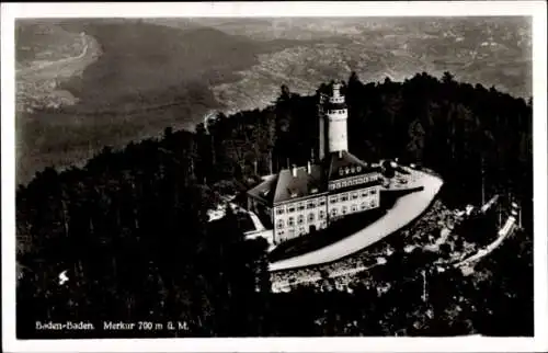 Ak Baden Baden, Merkur, Aussichtsturm, Fliegeraufnahme