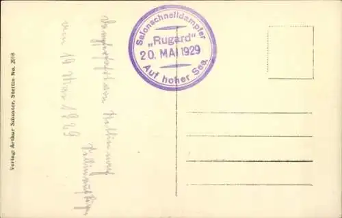 Ak Salonschnelldampfer Rugard, Doppelschraubendampfer, Saßnitzlinie