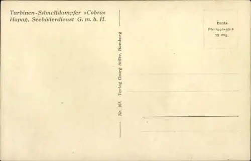 Ak HAPAG Dampfer Cobra, Seebäderdienst