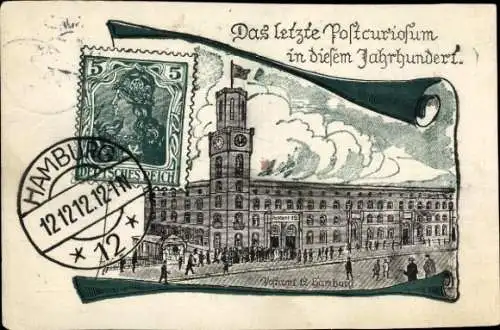 Briefmarken Ak Hamburg, Postamt 12, 12.12.12, 12. Dezember 1912, Postkuriosum