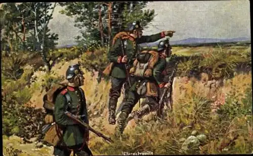 Künstler Ak Knötel, R., Jägerpatrouille, deutsche Soldaten in Uniform