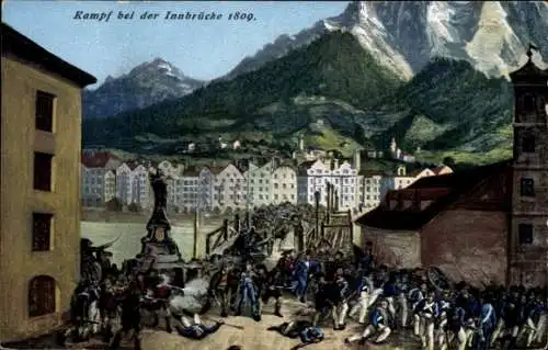 Künstler Ak Altmutter, Innsbruck in Tirol, Tiroler Freiheitskampf 1809, Kampf bei der Innbrücke