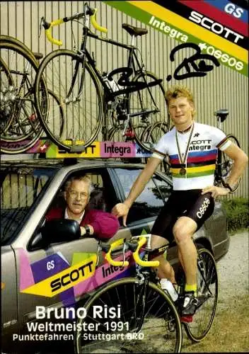 Ak Radrennfahrer Bruno Risi, Weltmeister 1991, Autogramm