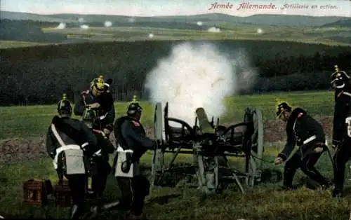 Ak Armée Allemande, Artillerie en action, Deutsche Artillerie, Geschütz, Abschuss