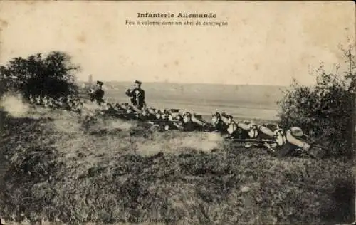 CPA Infanterie Allemande, Feu a volonte dans un abri de campagne