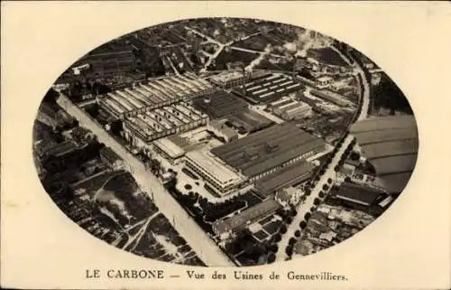 Passepartout Ak Gennevilliers Hauts de Seine, Le Carbone, Vue des Usines de Gennevilliers