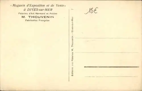 Ak Dives sur Mer Calvados, Magasin d'Exposition et de Vente, Poteries d'Art