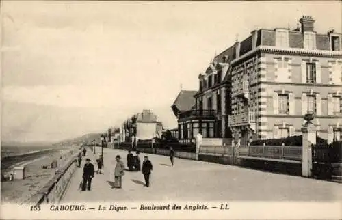 Ak Cabourg Calvados, Deichpromenade, Boulevard des Anglais