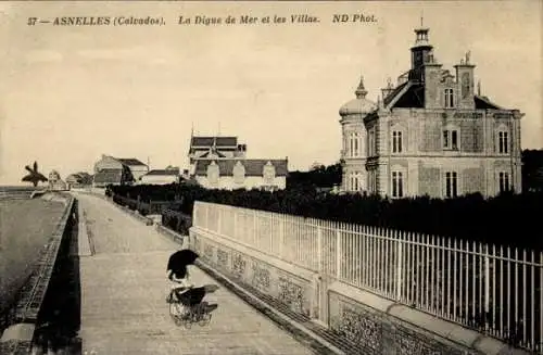 Ak Asnelles Calvados, La Digue de Mer, Villen