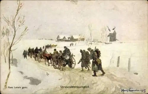 Künstler Ak Larwin, Hans, Verwundetentransport, Kuk Soldaten, I WK