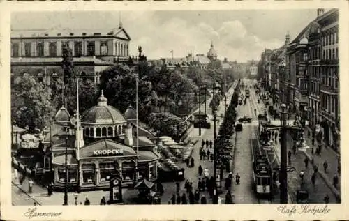Ak Hannover in Niedersachsen, Cafe Kröpcke, Straßenbahn