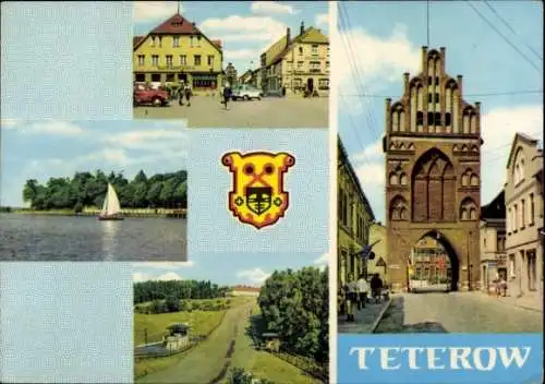 Ak Teterow in Mecklenburg, Marktplatz, Burgwall, Nordkurve des Bergrings, historische Architektur