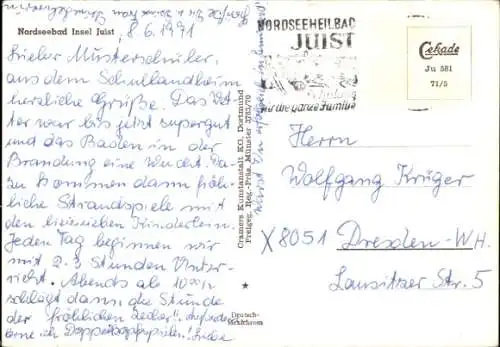 Ak Nordseebad Juist in Ostfriesland, Luftaufnahme Strand, Häuser, Leute, Nordsee, Juist
